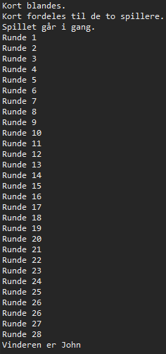 The rounds and their numbers are listed, and in the end John is declared as the winner