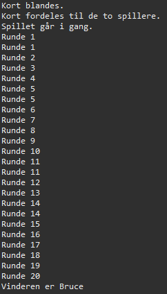 The rounds and their numbers are listed, and in the end Bruce is declared as the winner